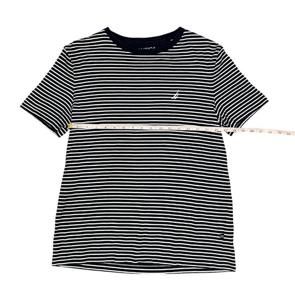 Nautica Men's Striped Tee Size S Navy White Crewneck Nautical Coastal Classic - Picture 4 of 10